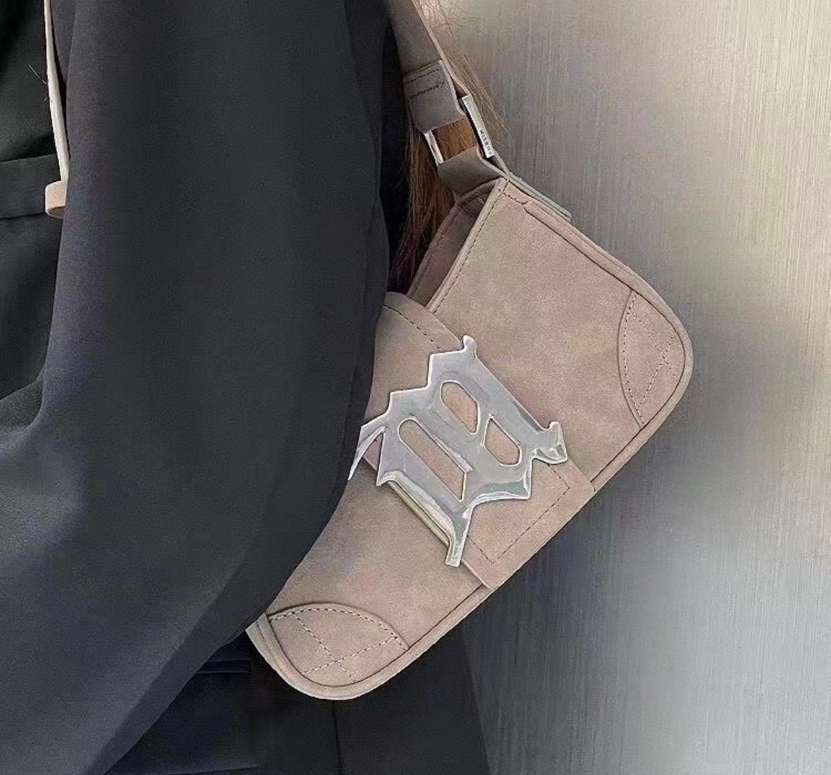 female suede bag