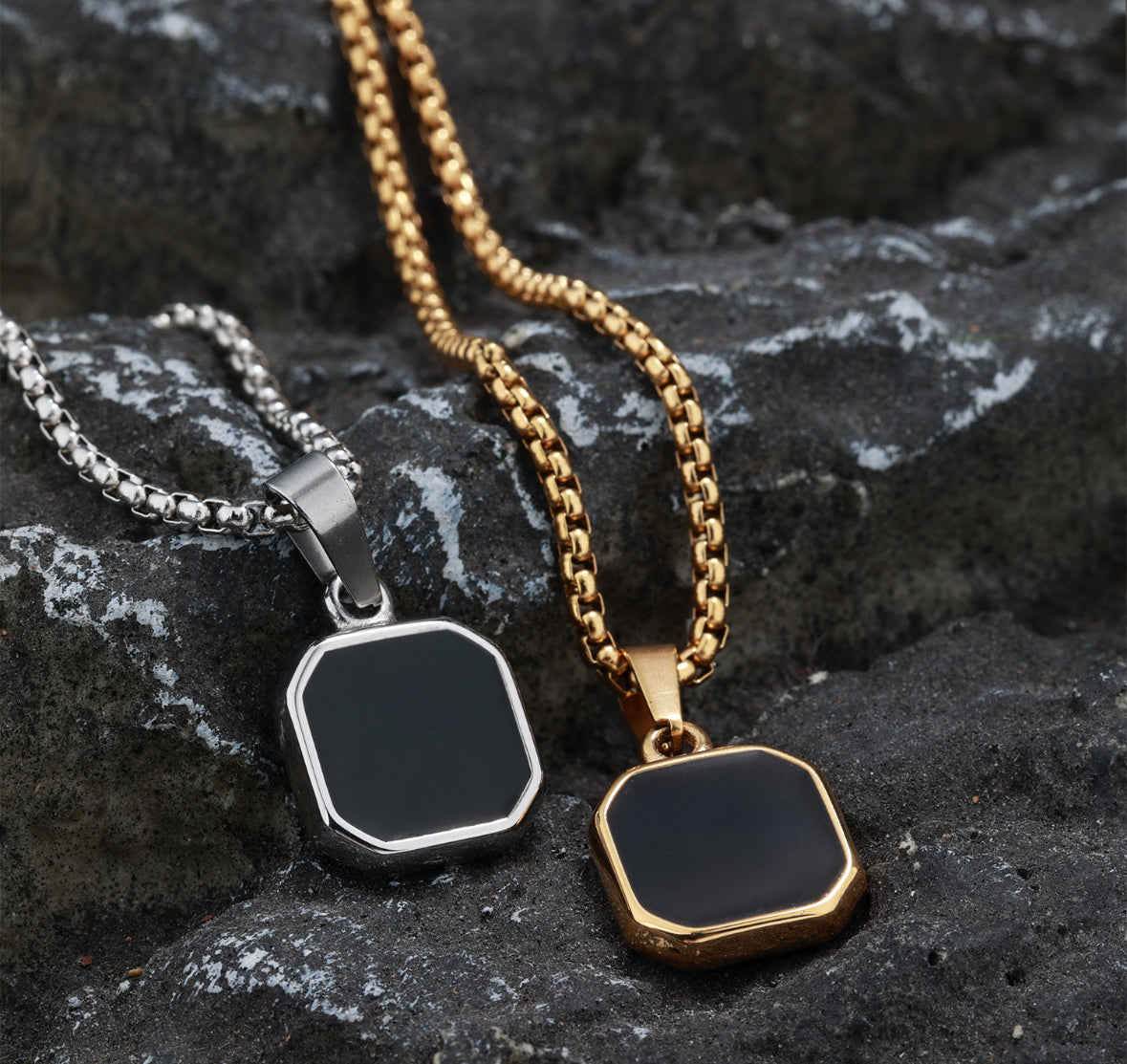 Trilogy box pendant necklace