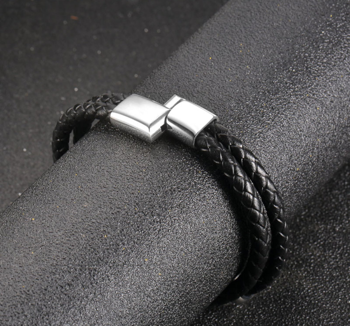 Double loop leather bracelet