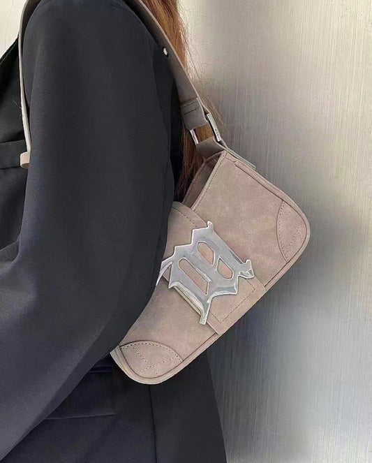 female suede bag