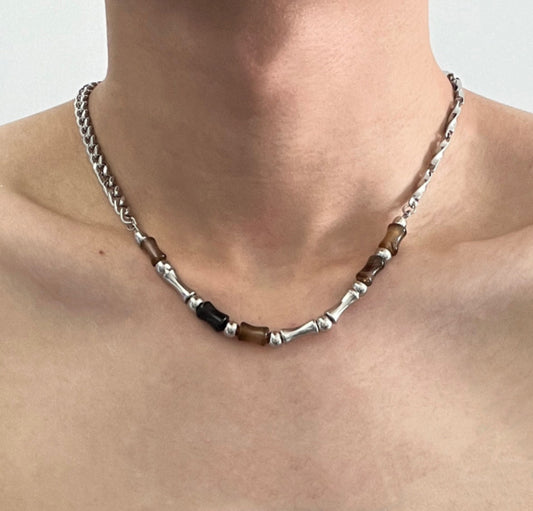 Agate bamboo necklace